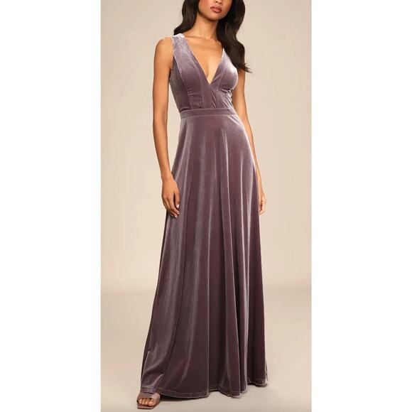 Lulus Dusty Purple Velvet Sleeveless Maxi Dress Medium - Picture 1 of 11
